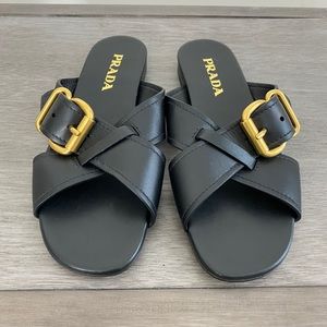 PRADA Buckle Slide Sandal SIZE 38.5